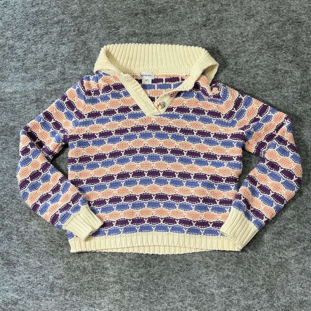 Find Me Now Colorful Patterned Women's Sweater Maximalist Chunky Knit Size XS/S